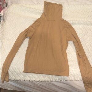 Women's Tan Turtleneck long sleeve- American Apparel size Small